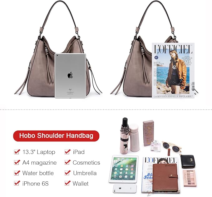 Hobo Crossbody Bag for Women, Designer Shoulder Purse Handbags - Image 3