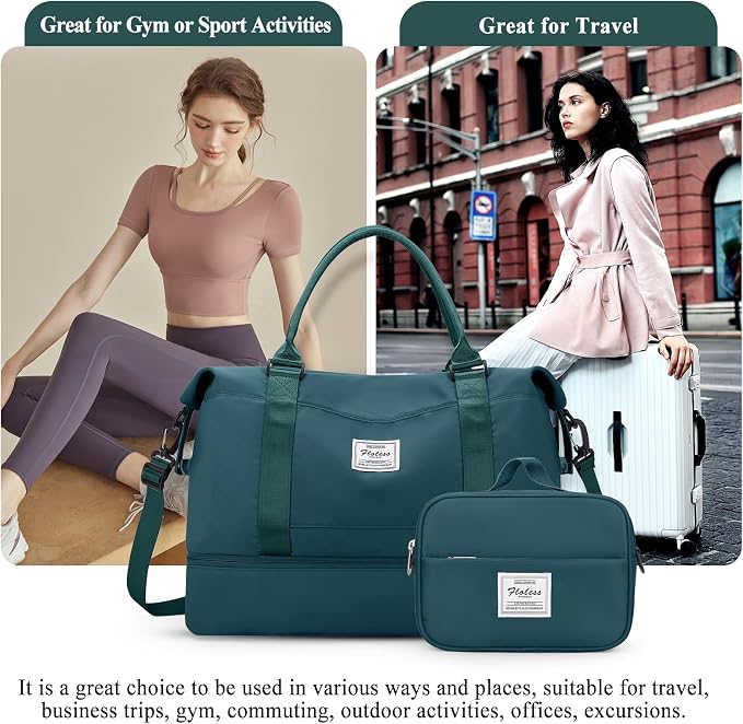 Weekender Bags for Women, Personal Item Travel Bag with Shoes Compartment | Overnight Travel Duffel Bag with Toiletry Bag, Airplane Friendly Carry-On Bag - Image 7