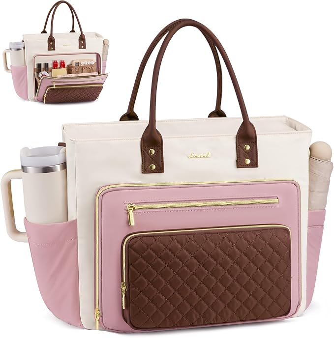 LOVEVOOK Laptop Tote Bag for Women, Work Bags Teacher Tote Bag, Nurse Bags Laptop Bag With Large Cup Holder, Professional Briefcase Business Large Handbag, Mother Gift, 17 Inch by LOVEVOOK