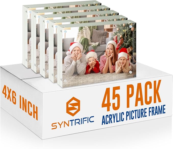 SYNTRIFIC 45 PACK Magnetic Picture Frame,4X6 Acrylic Frame Double Sided Picture Frame,20mm Thickness Magnetic Premium Acrylic Picture Frames Gifts Ideal by SYNTRIFIC