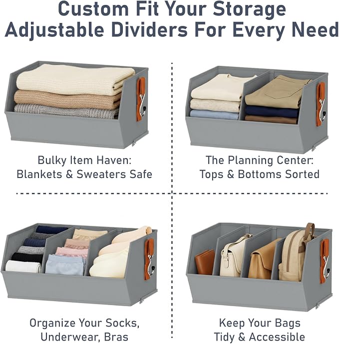 Hanging Closet Organizer Extra Large, Clothes Hanging Shelves for Closet with Divider, Collapsible Closet Storage System, Fabric Storage Bins for Home, Dorm, Rv, Sweaters, Handbags, Underwear, Sock - Image 5