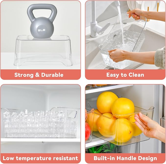 Clear Plastic Storage Bins - 12 Pack Pantry Organizers and Storage, Clear Pantry Organizer Bins, X-Large Plastic Containers with Handle for Kitchen, Cabinet, Bathroom, Classroom Organization - Image 3
