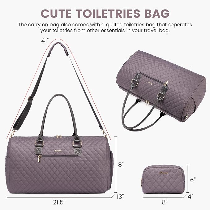 LOVEVOOK Travel Duffle Bag, Weekender Bag for Women with Toiletry Bag, Carry on Overnight Bag with Shoe Compartment, Gym Duffel Bag with Wet Pocket, Mommy Hospital Bags for Labor and Delivery - Image 2