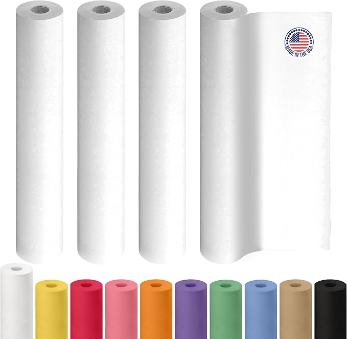 18" x 1200" (100 ft) Extra White Offset Kraft Paper Rolls, Pack of 4 - USA-Made 50lb Premium Eco Paper, Brighter-Than-Standard White – Ideal for Wrapping, Arts/Crafts & School/DIY by IDL Packaging by IDLPackaging