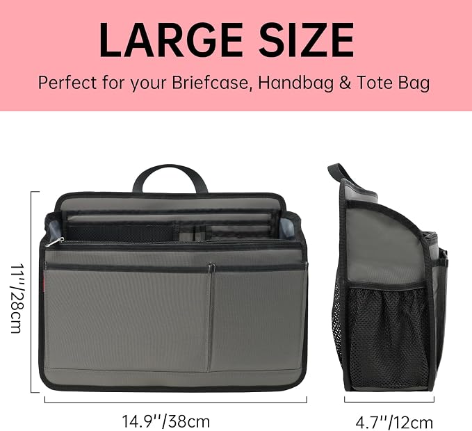Large Rugged Organizer Insert for Briefcase Tote Shoulder Messenger Bag-20 Pockets,Padded Water-repellent Nylon-Blue - Image 6