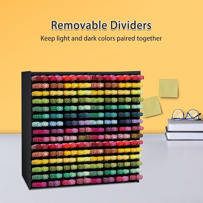 Marker Pen Organizer Holder for 240 Markers Black | Craft Art Supply Storage Rack, Desktop Art Marker Pens Colored Pencils Holder Storage Case for Home Classroom Office - Image 3