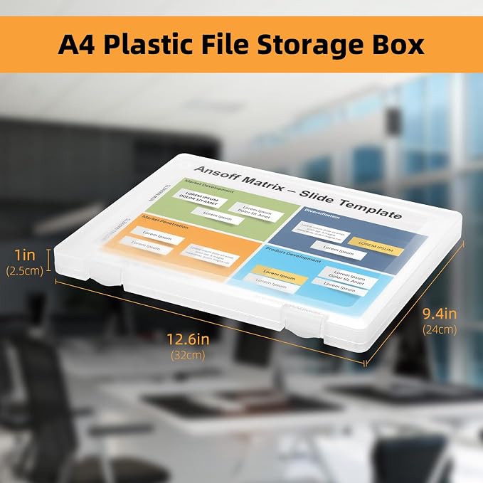 10 Pack A4 File Paper Storage and Organizer Box, Clear Scrapbook Office Document Holder Plastic Storage Container with Hing Lids Portable Project Case for Magazine File and School Supplies - Image 2