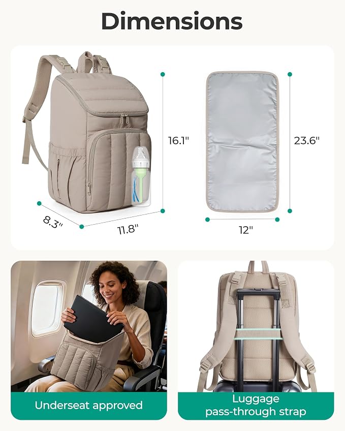BAGSMART Diaper Bag Backpack with Changing Pad, Insulated Bottle Holders | Large Capacity, Water-resistant, Puffer Travel Baby Bag for Mom Dad Girl Boy, Pañaleras Para Bebe, Baby Shower Gifts - Image 6