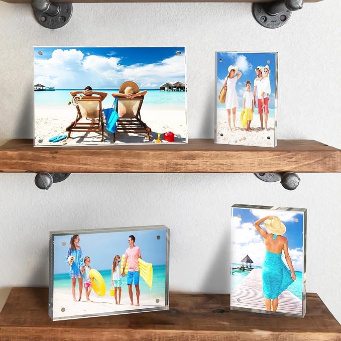 4x6 Inch Acrylic Picture Frame 5 Pack, 10+10mm Magnetic Photo Frame | High-clarity Acrylic, for 4x6 Pictures, Anti-fade, Frameless Floating, Double Display, Liquids Corrosion Resistant, 5 Pack - Image 2