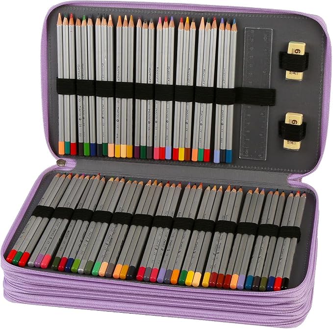 300 Slots Colored Pencil Case Organizer, 4 Layer Bag | Twill Oxford fabric,103 elastic loops,detachable handle,for travel,home storage,drawing tools,creative gifts - Image 2