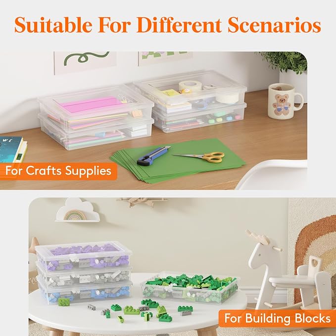 Lifewit 5 QT Paper Storage Bins with Lid, Document Organizer, 8 Pcs, Clear | Plastic File Container Fits 8.5" x 11" Letter& A4 Papers, Classroom Organization for Board Game, Document, Craft, Art Supply - Image 9