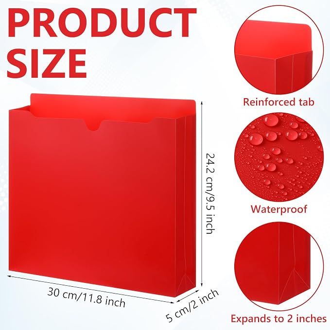 Dunzoom 50 Pack File Jackets Letter Size 2 Inch Expansion Manila Plastic File Folders Expandable Heavy Duty Reinforced Straight Cut Tab Expandable Document Jacket for Office(Stylish,Assorted Colors) - Image 2