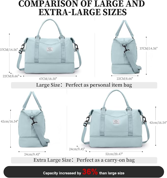Weekender Bags for Women,Personal Item Travel Bag with Shoes Compartment | Overnight Travel Duffel Bag with Grid Toiletry Bag,Carry-On Bag,Extra Large - Image 4