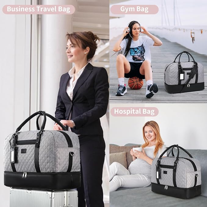 4PCS Weekender Bags for Women Large Overnight Weekend Travel Duffel Bags | Travel Bag Carry-on Tote Hospital Bag with Shoe Compartment Crossbody Toiletry Bag for Travel Business Gym Water Resistant - Image 7