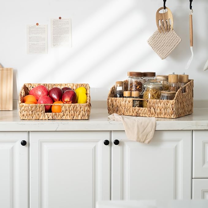 StorageWorks Pantry Baskets for Organizing, Hyacinth Storage Baskets,2-Pack | Pantry Organizers and Storage with Built-in Handles, Wicker Storage Baskets for Shelves, Wicker Baskets for Organizing - Image 6