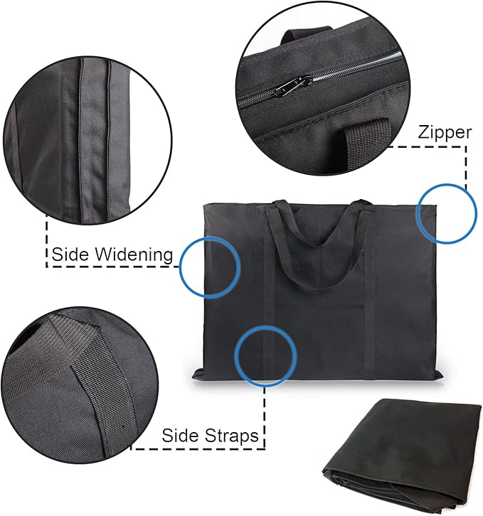 JJRING Dacron Art Portfolio Tote Bag 22'' x 28.5'' For 20'' x 26'' Black | Light Weight Carrying Storage Case Suitable Poster, Sketching, And Drawing - Image 4