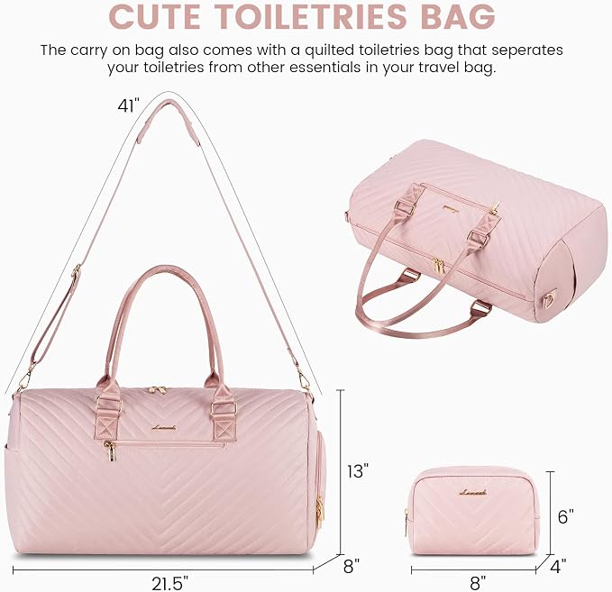 LOVEVOOK Travel Duffle Bag, Weekender Bag for Women with Toiletry Bag, Carry on Overnight Bag with Shoe Compartment, Gym Duffel Bag with Wet Pocket, Mommy Hospital Bags for Labor and Delivery - Image 3