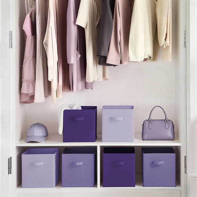 Cupic Cupid 6-Pack 11x11 Cube Storage Bins, Cube Bins, Purple Gradient | Foldable, Reinforced Front Handle, Holds Toys, Books, Accessories and More, Fits Closet, Shelves, Playroom, Cubby - Image 4