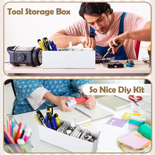 Teenyyou 30 Sets Cardboard Parts Bins Boxes Kraft Cardboard Storage Bins with Dividers for Parts Shelves Stem Project Online Store Inventory Organized(White,12 x 4 x 4 Inches) (Pack of 2) - Image 6