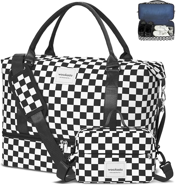 WOOMADA Weekender Overnight Bag for Women, Shoulder Travel Duffel with Shoes Compartment,Gym Bag with Toiletry Bag by WOOMADA