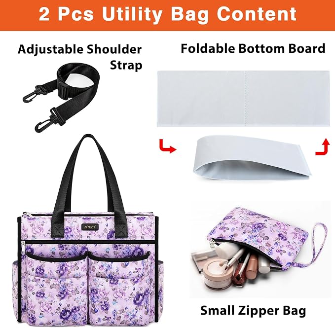 ITIEZY Large Utility Tote Bag for Women with 18 Pockets, Waterproof Teacher Nurse Bags with Zipper for Everyday Travel Work - Image 7