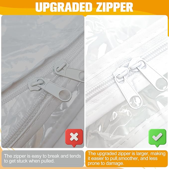 Plastic Storage Bags with Easy-Glide Zipper, Pack of 6, Durable Clear Vinyl Zippered Storage Bags for Clothes Sweaters Comforters Blankets Sheets Bedding (24 x 20 x 11 Inch, Transparent White) - Image 4