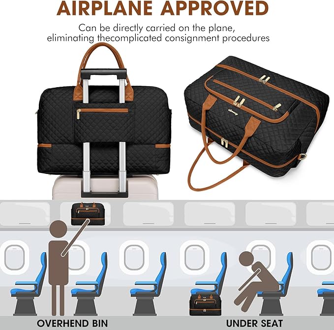 Travel Duffle Bag Weekender for Women - 38L Carry-On Overnight Personal Item Bag with Shoe Compartment & Wet Pocket Weekend Tote Bags with Toiletry Hospital Bags for Labor and Delivery - Image 5