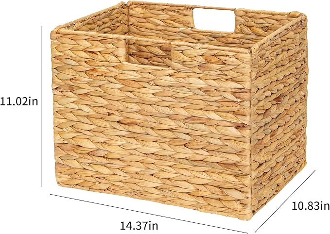 Storage Baskets，Wicker Baskets,Hyacinth Basket For Shelf,Folding 2 Packs Handmade Woven, Seagrass Baskets,Shelf Baskets For Storage Toys Books And Clothes and Other What You Want - Image 2