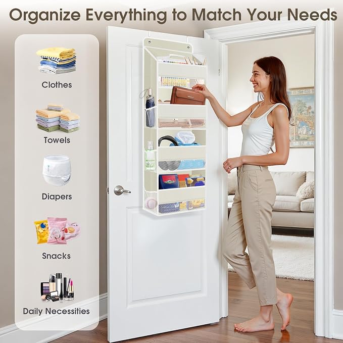 1Pack Over The Door Organizer Large Capacity Hanging Storage Room Organizer | 40 lb Capacity, Ultra-Sturdy, Foldable, Mesh Design with Clear Window, Space-Saving Organizer for Pantry, Nursery & Closet - Image 6