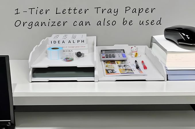 13.39"×17.72"×8.70" Large Capacity Desktop Organizer, Sturdy Stackable Wood File Paper Sorter, Premium Letter Mail Document Storage (3 Tier-Portrait) - Image 5