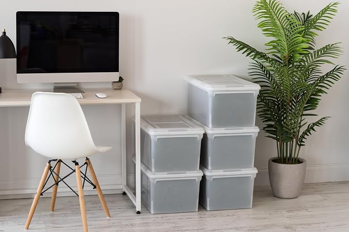IRIS USA 5-Pack 44 Qt. Letter File Box with Hinged Lid, Clear | Organize lesson plans, classroom files and teaching materials with secure storage for teachers, schools and educators - Image 9