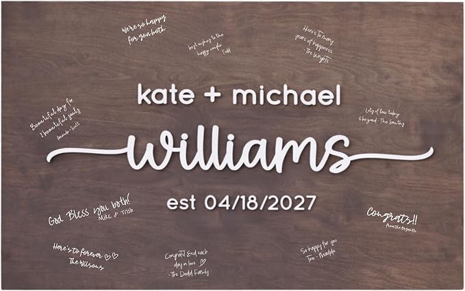 Personalized Last Name Guest Book, Unique Guest Book Sign, Custom Alternative Guest Book, Wooden Guest Book, Wedding Ceremony Guestbook Sign (Design 7) by Obsidian+Home+Creations