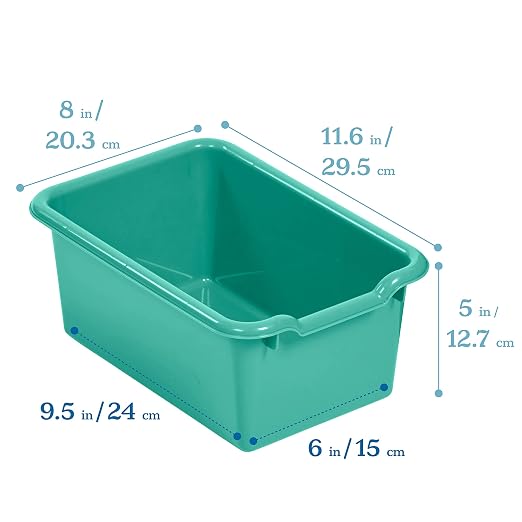 ECR4Kids Scoop Front Storage Bin, Multipurpose Organization, Emerald, 15-Piece - Image 2
