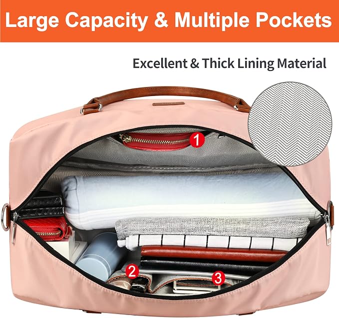 Weekender Bags for Women, 21" Weekender Travel Bag, Travel Duffle Bag with Shoe Compartment Carry on Overnight Duffel Bag for Weekend Travel Business Trip, 3PCS | 3PCS Carry On Overnight Large Duffel Bag with Crossbody Bag and Toiletry Bag for Weekend ... - Image 7