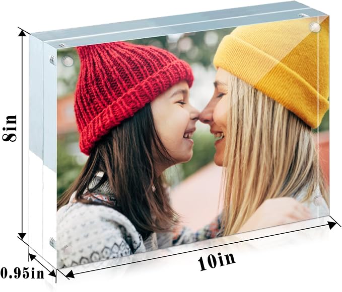 ILYXY 5 Pack Acrylic Frame 8x10, 20% Thicker, 24mm Thick Frameless Clear Picture Frame, Double Sided Magnetic Photo Frame, Free Standing Desktop Display Stand Acrylic Picture Frames - Image 2