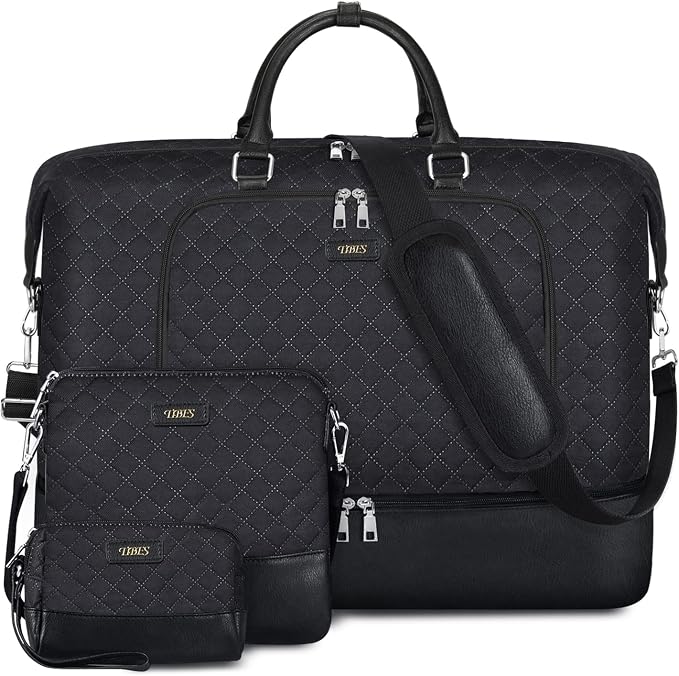 TIBES Travel Weekender Bag for Women, Overnight Bag with Shoe Compartment | 3PCS Large Travel Duffel Bag for Gym, Travel, Hospital, Business Trip, Carry On Tote, Wet & Dry Separation, Water Resistant - Image 7