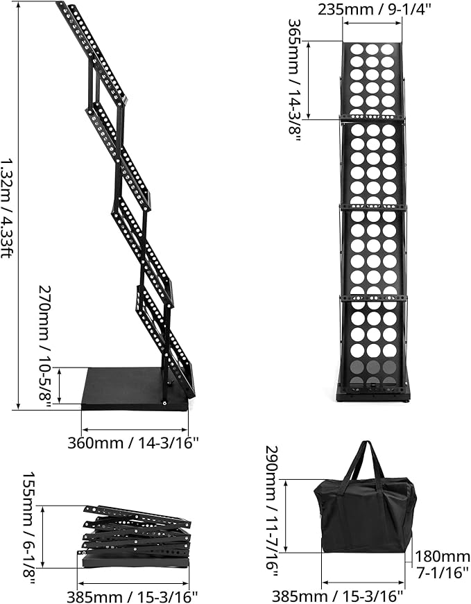 QWORK Magazine Brochure Display Rack Stand, 4 Pocket Foldable Literature Catalog Rack Book Holder Tradeshow Display Stand, for Office Store and Exhibition Trade Show (Black) - Image 5
