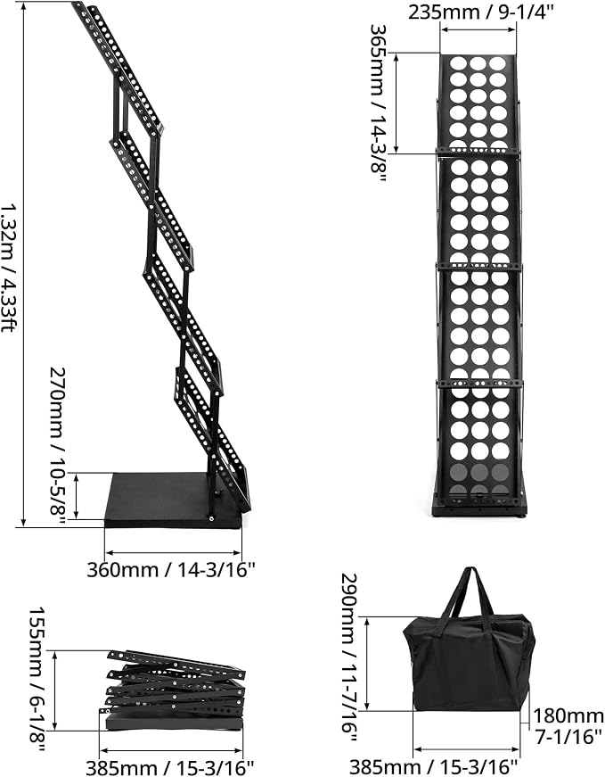 QWORK Magazine Brochure Display Rack Stand, 4 Pocket Foldable Literature Catalog Rack Book Holder Tradeshow Display Stand, for Office Store and Exhibition Trade Show (Black) (Pack of 4) - Image 5