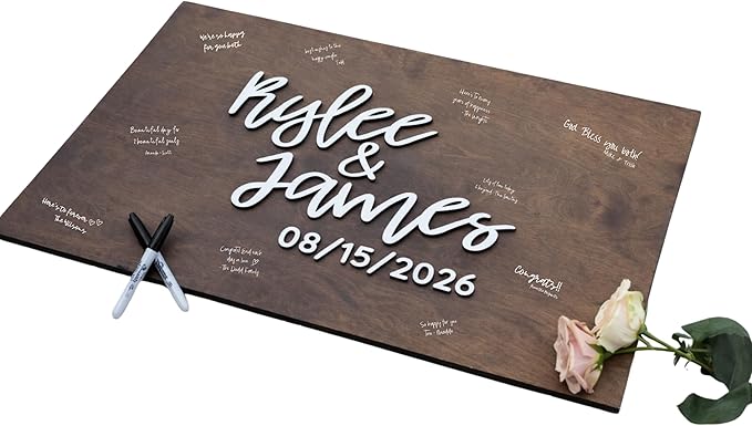 Personalized Last Name Guest Book, Unique Guest Book Sign, Custom Alternative Guest Book, Wooden Guest Book, Wedding Ceremony Guestbook Sign (Design 10) by Obsidian+Home+Creations