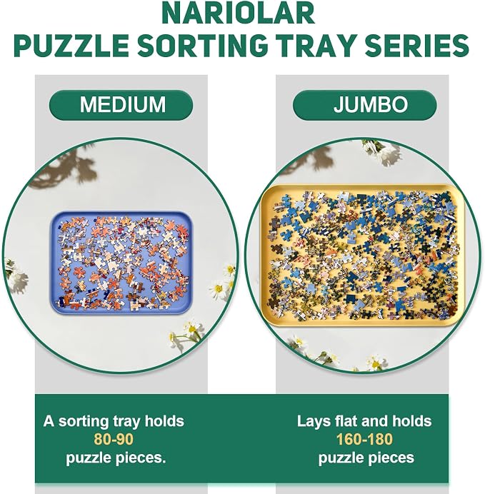 Nariolar 16.9" x 12" Extra-Large Puzzle Sorting Trays Stackable | 6 Pack Puzzle Sorter for Sorting 2000/3000/5000 Puzzle Pieces - Image 5