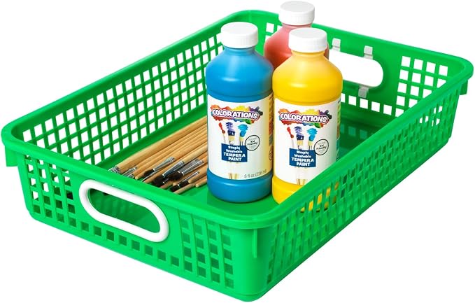 Really Good Stuff Small Desktop Paper Storage Baskets, 14" x 10" x 3.25" | 6-Pack, Rainbow Group Colors, Mesh Baskets for Classroom or Home, Secure Papers Crease-Free - Image 4