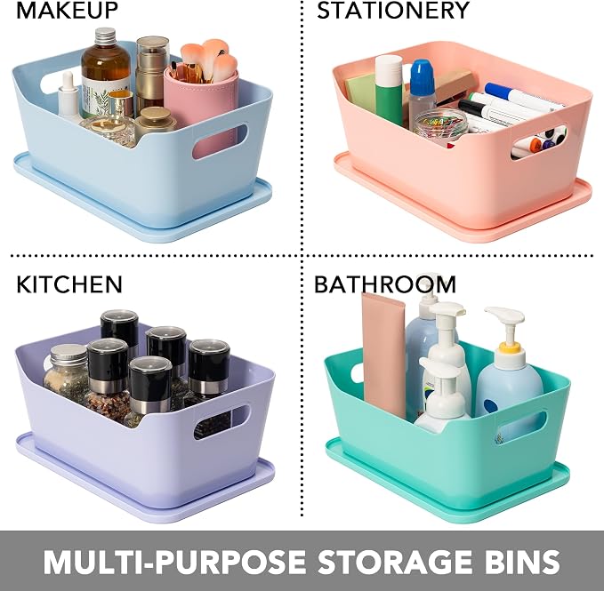Tiawudi 12 Pack 4.5L Storage Bins with Lids, Plastic Storage Baskets for Home Classroom Organization, Multi-Use Organizer Bins for Cabinet, Pantry, Drawer, Countertop or Shelves, Colorful Containers - Image 5