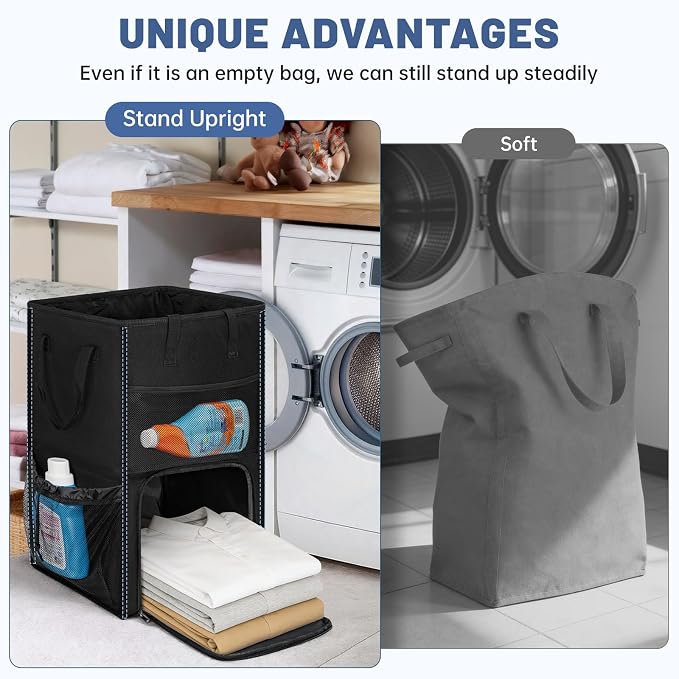 Large Laundry Backpack Bag with 3 Sizes Mesh Wash Bags Total 170L | 2 in 1 Laundry Hamper Basket with Shoulder Straps, Freestanding Laundry Bag for College Dorm, Laundromat, Apartment - Image 4