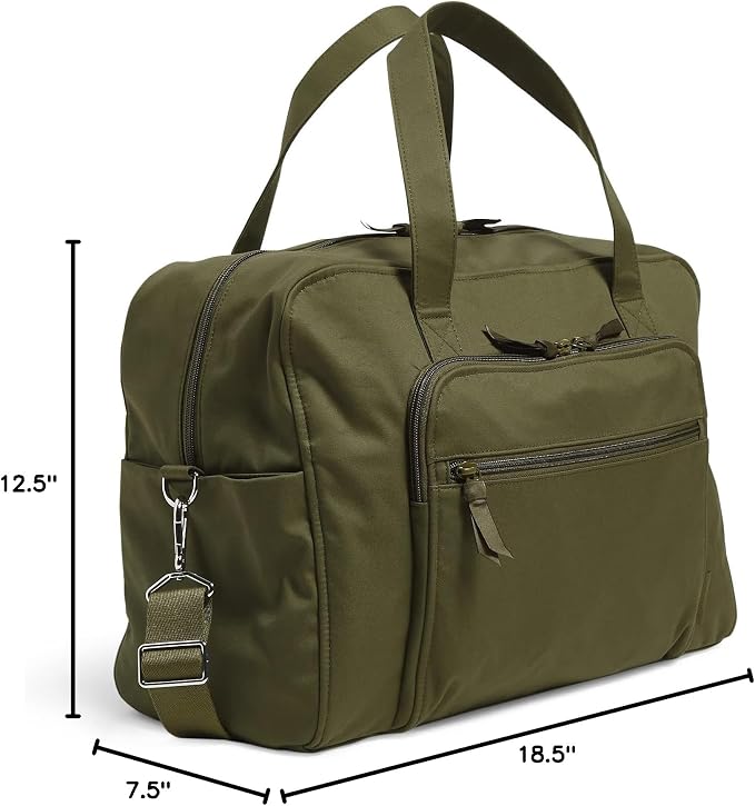 Vera Bradley Women's Cotton Weekender Travel Bag, Climbing Ivy Green, One Size - Image 6