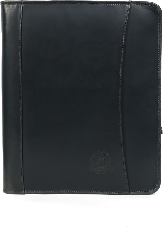 Leather Portfolio for Men, Portfolio Organizer with Zipper for Men Women, Leather Padfolios Business Resume Legal Pad Notebook Binder for A4/Pad (Black) - Image 2