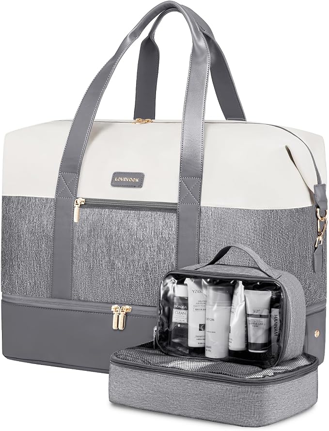 LOVEVOOK Weekender Bag for Women, Large Duffle Bag for Travel with 2 Packing Cubes, Carry on Overnight Bag with Shoe Compartment, Mom Hospital Bags for Labor and Delivery by LOVEVOOK