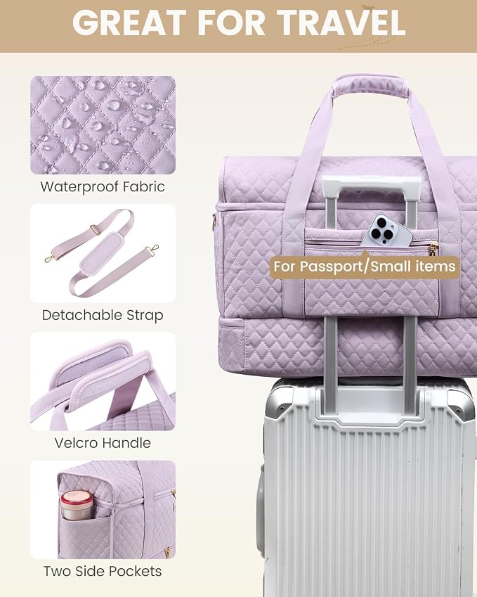 LOVEVOOK Large Travel Duffle Bag, Weekender Bags for Women With Shoe Compartment, Overnight Hospital Bag For Women Labor Delivery, Carry on Bag Personal Item Travel Bag, Yoga Gym Duffel Bag - Image 7