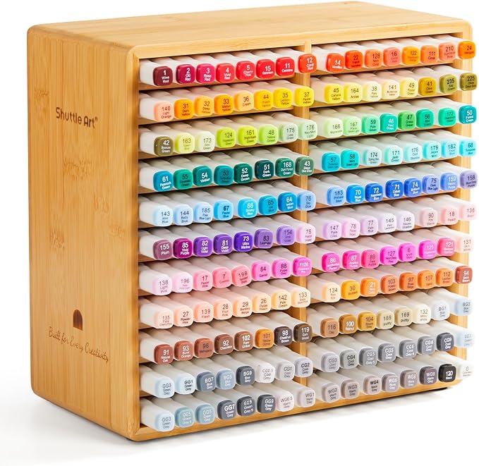 Shuttle Art Marker Organizer, Hold 176 Art Markers, Brush Pens, Pencil Large Holder with 22 Compartments for Home, Classroom, Office Desktop Stationary Storage by ShuttleArt