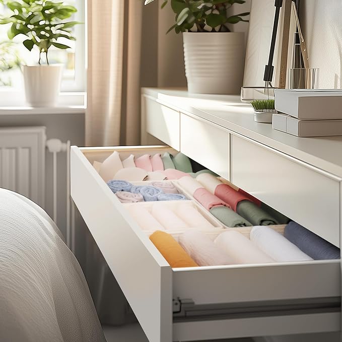 Drawer Organizer Clothes, 21 Pack Dresser Organizer for Baby Clothes, Underwear, Sock - Foldable Closet Organization and Storage Dividers Bins for Nursery, Bedroom (Beige) - Image 8