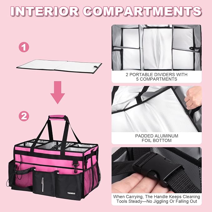 Extra-Large Wearable Cleaning Caddy With Detachable Divider,Cleaning Caddy For Cleaning Supplies Large Cleaning Supply Caddy With Adjustable Shoulder Strap & Waist Belt For Cleaners - Image 5